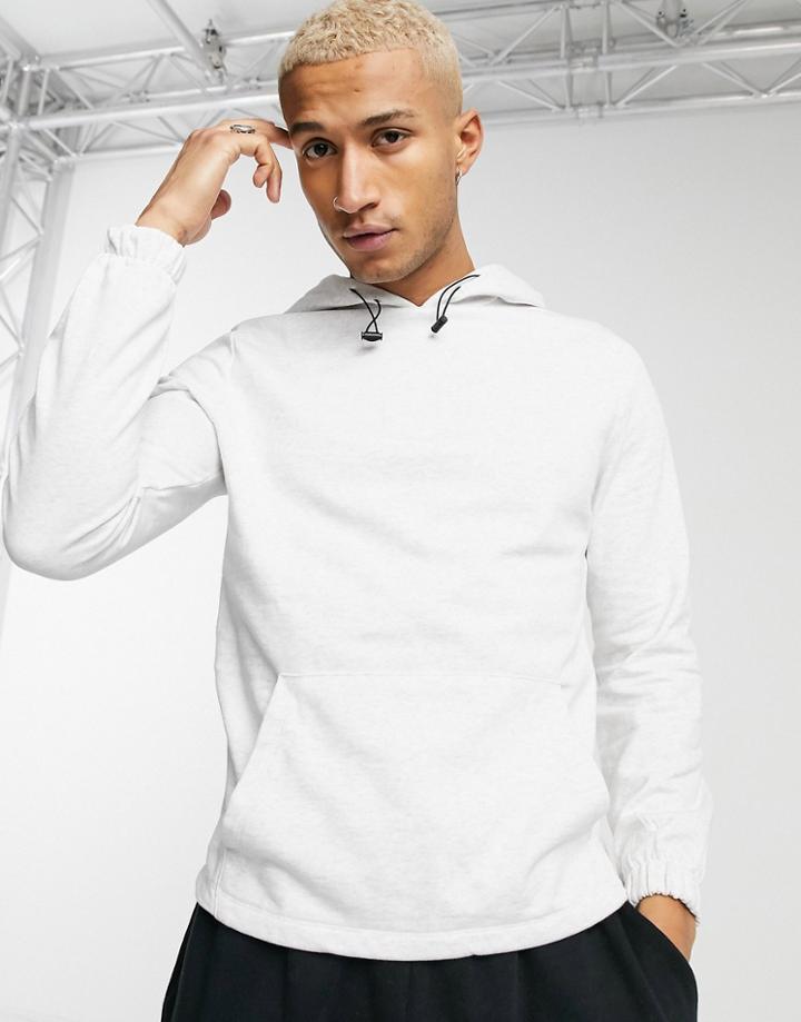 Asos Design Organic Hoodie With Toggle Detail & Fixed Hem In White