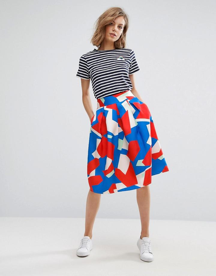 Traffic People Geo Print A Line Skirt - Multi