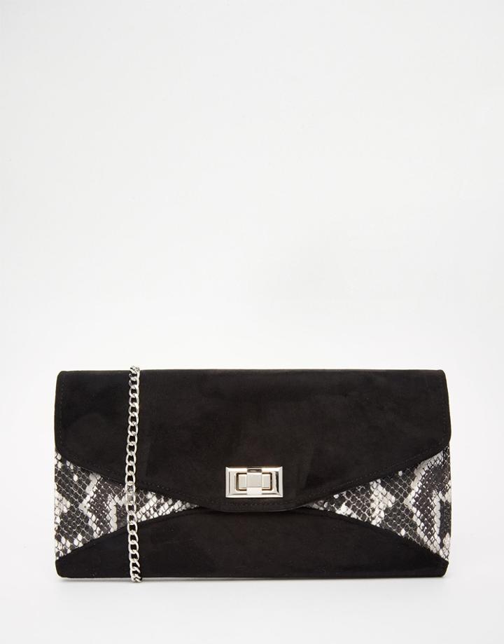 Carvela Snake Mix Envelope Clutch Bag - Black