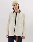 Weekday Sunset Jacket With Cord Collar In Ecru - White