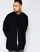 Asos Black Shirt With Drop Shoulder And Grandad Collar - Black