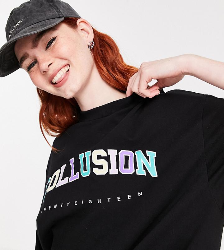 Collusion Baseball Cap In Washed Black