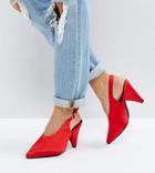 New Look Wide Fit Sling Back High Vamp Cone Heel Court - Red