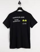 Calvin Klein Jeans Palm Print Graphic T-shirt In Black