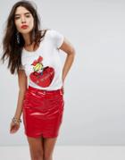 Love Moschino Fallen Heart T-shirt - White