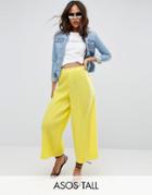 Asos Tall Mixed Pleat Occasion Culottes - Yellow