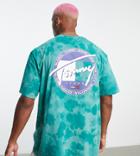 Tommy Jeans Exclusive Collegiate Capsule Organic Cotton Oversized T-shirt In Green Tie Dye With Logo