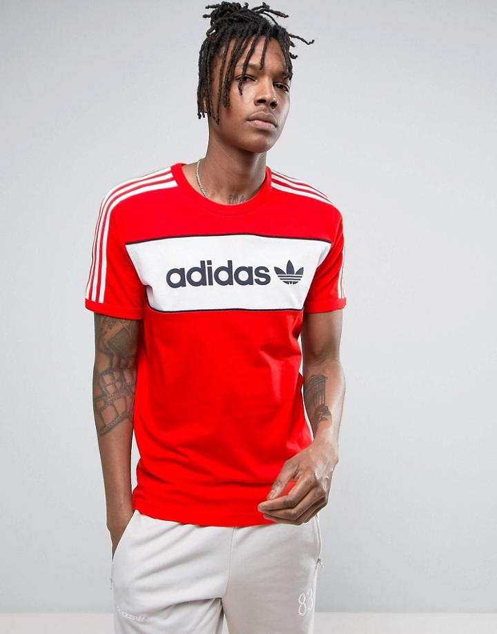 Adidas Originals London Pack Block T-shirt In Red Bk7783 - Red