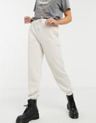 Topshop Quilted Sweatpants In Ecru-white