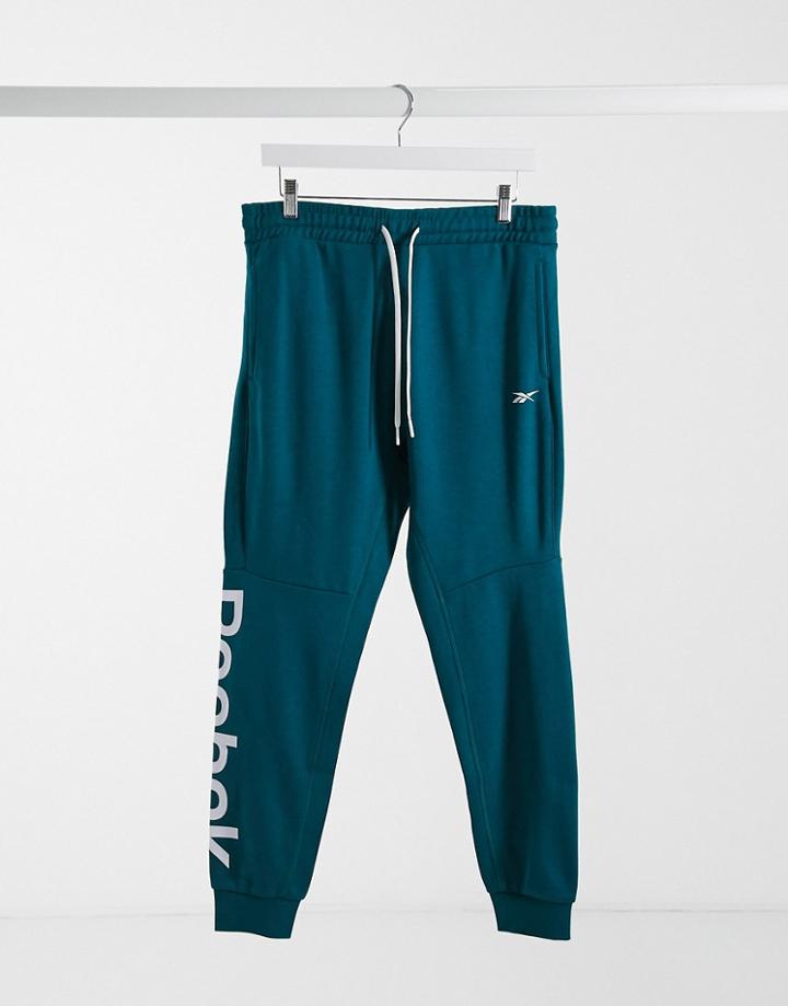 Reebok Linear Logo Sweatpants In Heritage Teal-blue