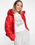 Vero Moda Frsh Hooded Padded Coat In Red