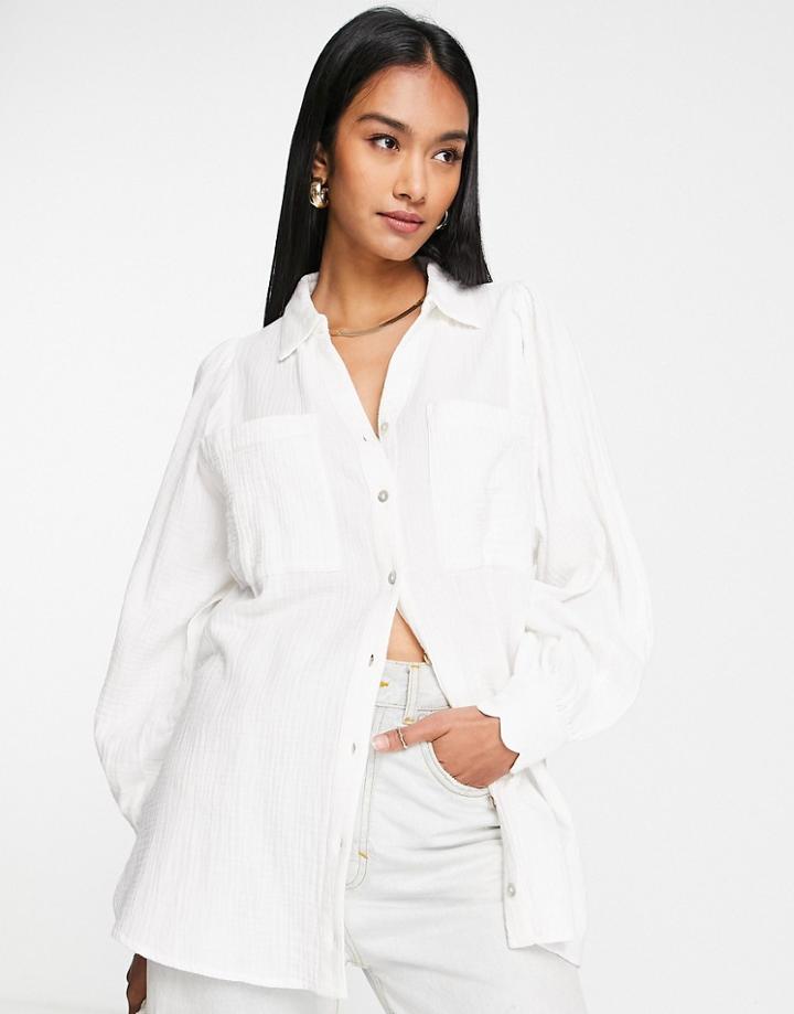 Topshop Casual Shirt In Ivory-white