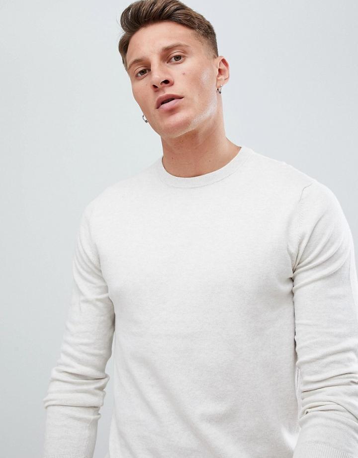 Burton Menswear Crew Neck Sweater In Ecru - Beige