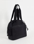 Asos Design Oversized Tote Bag In Black Nylon With Multi Pockets