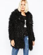 Cheap Monday Shaggy Faux Fur Coat - Black