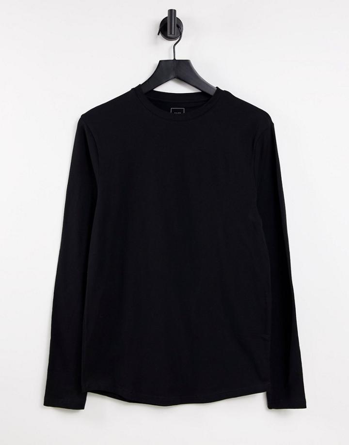 River Island Muscle Crew Neck Long Sleeve T-shirt In Black