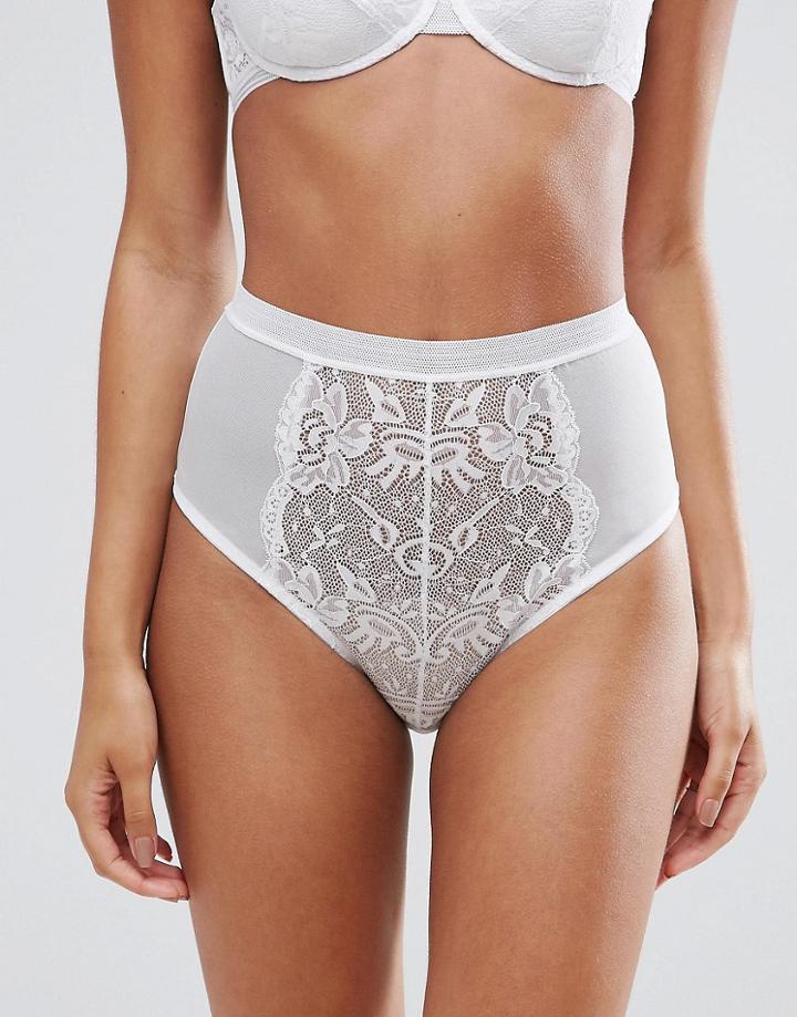 Asos Ruby Mix & Match Picot Trim Lace High Waist Pant - White