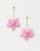 Pieces Darya Floral Drop Earrings - Pink