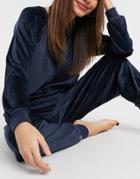 Chelsea Peers Super Soft Fleece Lounge Sweatshirt And Sweatpants Set In Navy-black