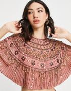 Asos Design Cape Embellished Top In Dusky Rose - Part Of A Set-pink