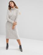Fashion Union Roll Neck Maxi Dress In Textured Knit - Gray
