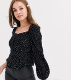 New Look Square Neck Blouse In Polka Dot