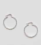 Asos Sterling Silver Twist Detail 30mm Hoop Earrings - Silver