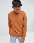 Asos Design Ribbed Sweatshirt In Dark Orange - Orange