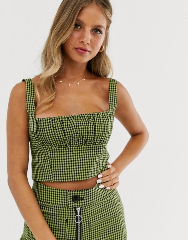 Capulet Chiara Ruched Check Crop Top