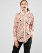 Self Portrait Palm Motif Guipure Shirt - Pink
