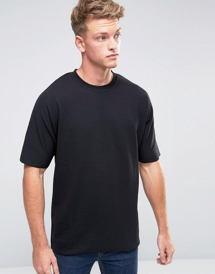 Jack & Jones Core T-shirt In Oversized Fit With Raw Edge - Black