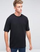 Jack & Jones Core T-shirt In Oversized Fit With Raw Edge - Black