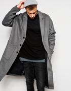 Asos Overcoat With Drop Shoulders In Wool Jersey - Gray