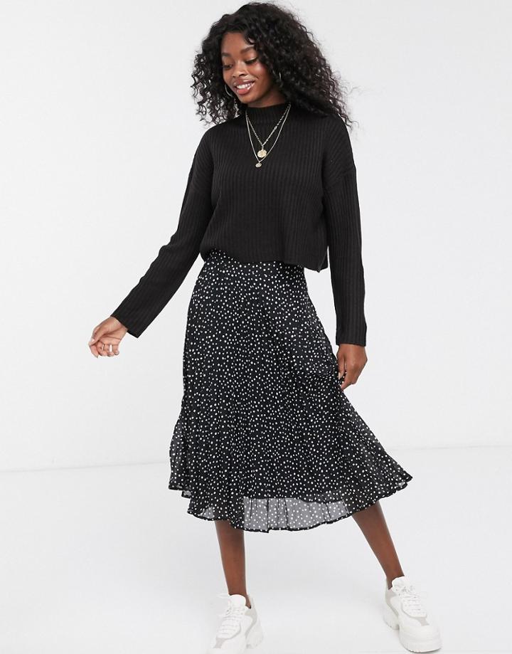 Brave Soul Adda Cropped High Neck Sweater-black