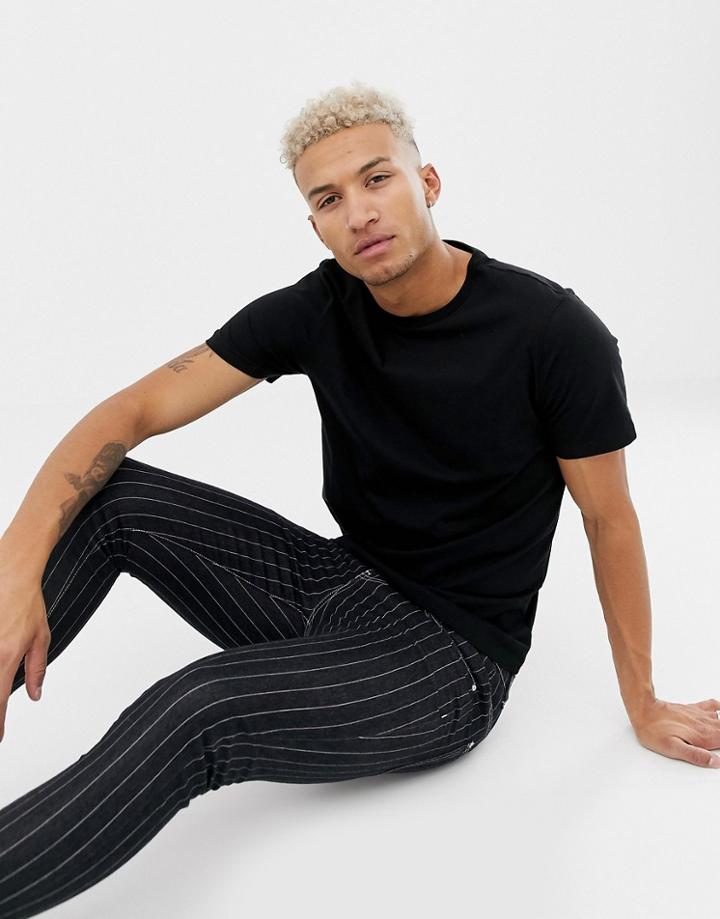 River Island Slim Fit T-shirt In Black - Black