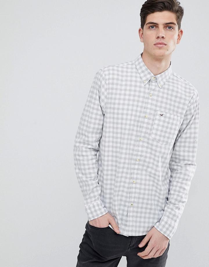 Hollister Poplin Shirt Icon Logo Slim Fit In White - White