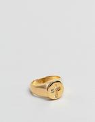 Asos Gold Pinky Ring With Cross Design - Gold