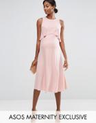 Asos Maternity Wedding Double Layer Midi Dress - Pink