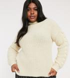 Vero Moda Curve High Neck Stitching Detail Sweater In Oatmeal