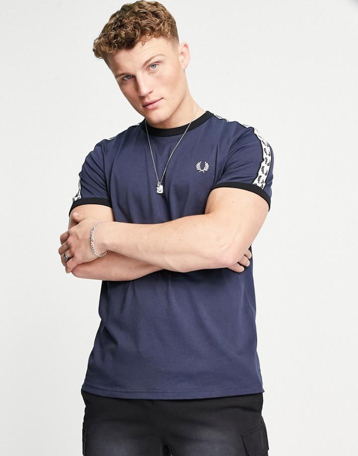 Fred Perry Taped Ringer T-shirt In Dark Gray-grey