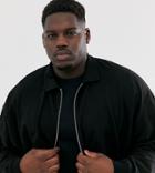 Asos Design Plus Oversized Light Weight Harrington Jersey Jacket In Black