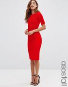Asos Tall Seamed Structured Rib Bodycon Dress - Red