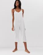 Asos Design Lounge Soft Linen Look Jumpsuit-white