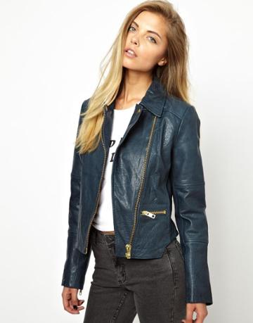 Asos Curved Hem Leather Jacket