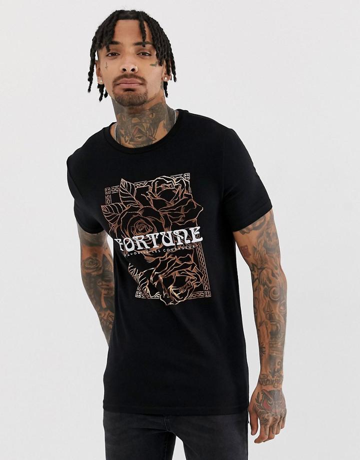 Asos Design Muscle T-shirt With Floral Foil Print - White