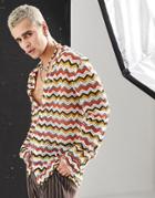 Asos Design Revere Shirt In Knitted Chevron Stripe-orange