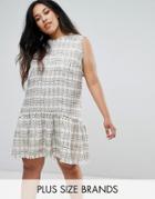 Elvi Drop Waist Boucle Dress - Cream