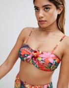 Missguided Tropical Print Bandeau Bikini Top - Multi