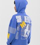 Crooked Tongues Oversized Hoodie With Photographic Sub 50 Print - Purple