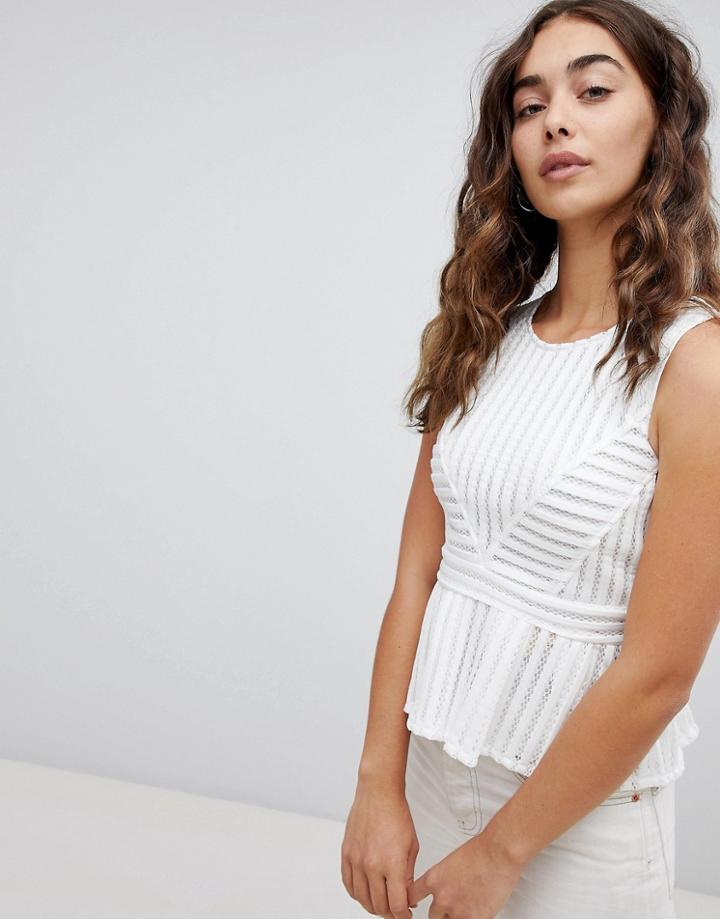 Qed London Pep Hem Top - White